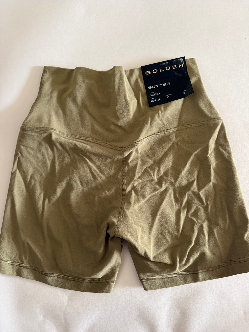 Aritzia Golden Butter High-Rise Cheeky Women’s Shorts in Olive 5”